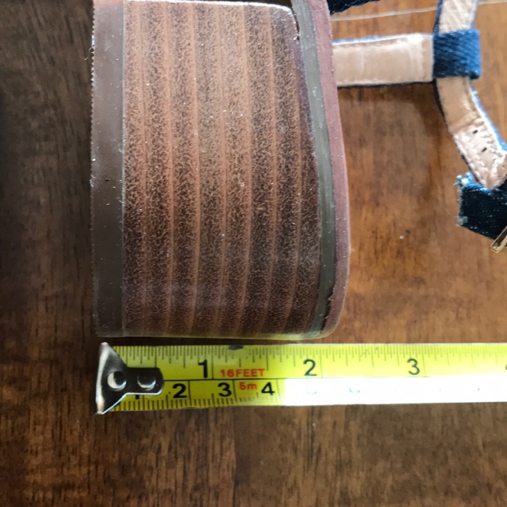 Jack Rogers denim & gold stacked heel - Picture 3 of 5